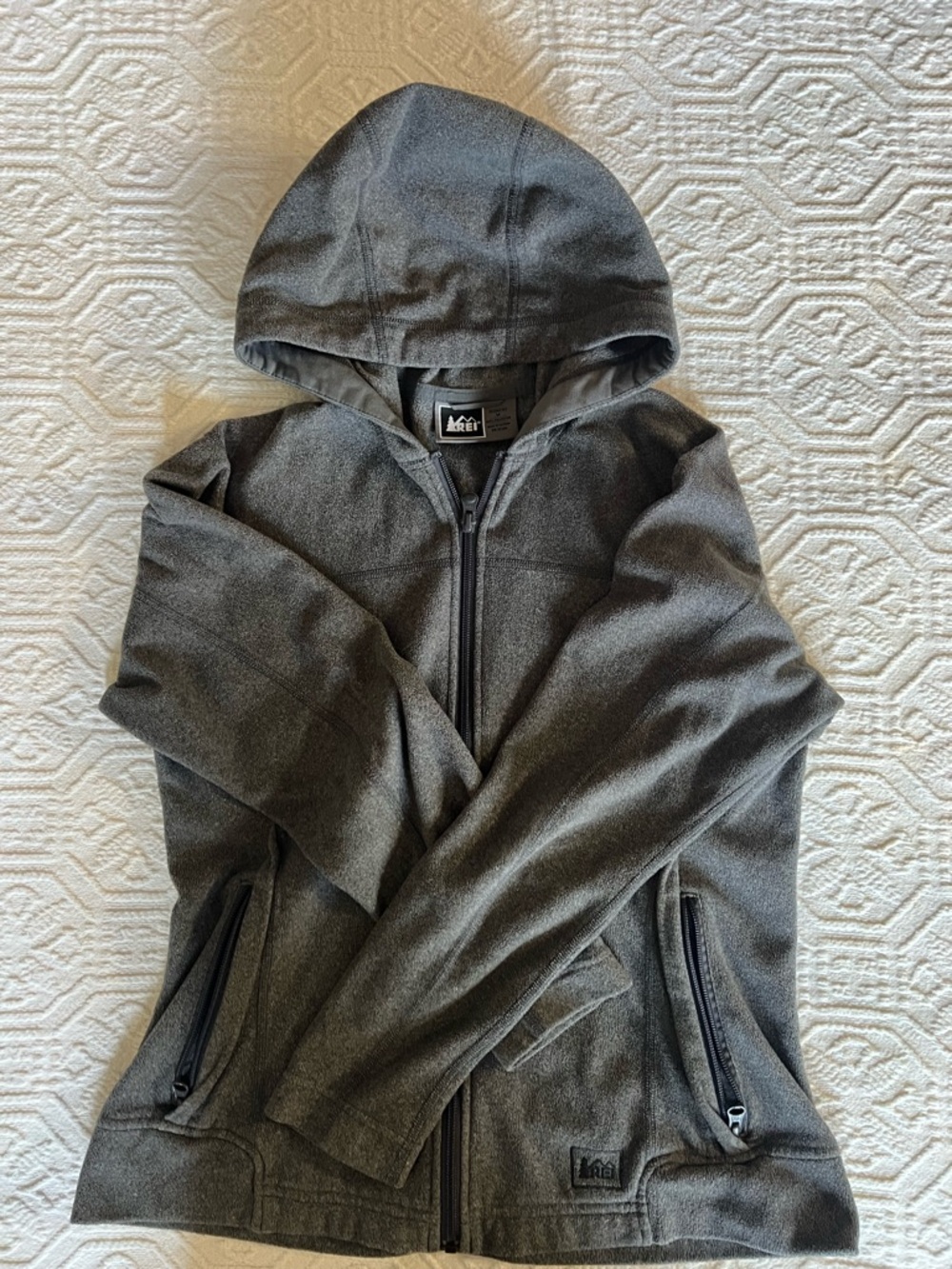 REI Women's Hooded Fleece Jacket in Charcoal